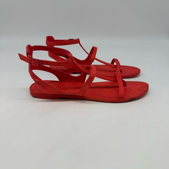 ALDO Red Suede Flat Sandals – Women’s Size 9 (Used, No Box) - Picture 3 of 4